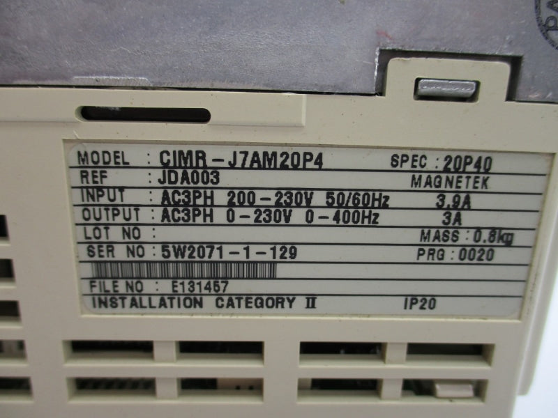 YASKAWA CIMR-J7AM20P4 200-230V 3.9A UNMP