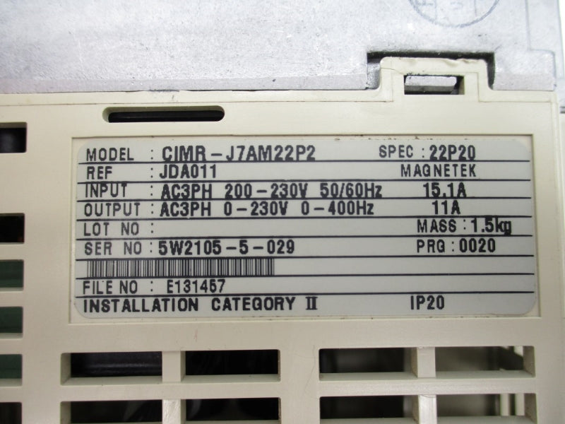 YASKAWA CIMR-J7AM22P2 200-230V 15.1A UNMP