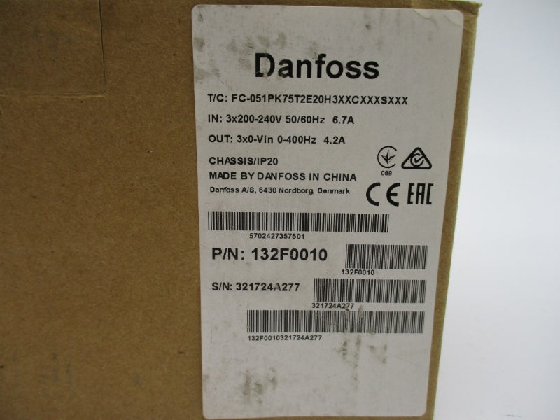 DANFOSS FC-051PK75T2E20H3XXCXXXSXXX 132F0010 200-240V 6.7A NSMP