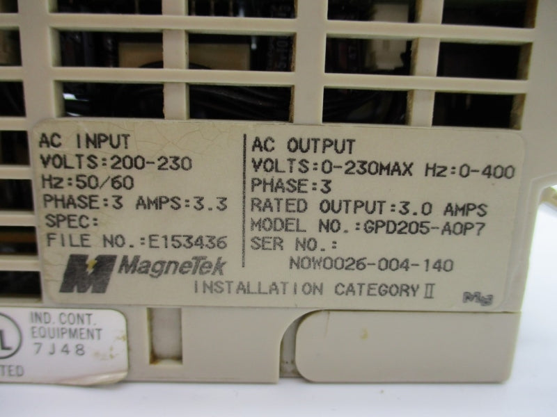 MAGNETEK GPD205-A0P7 200-230V 3.3A UNMP