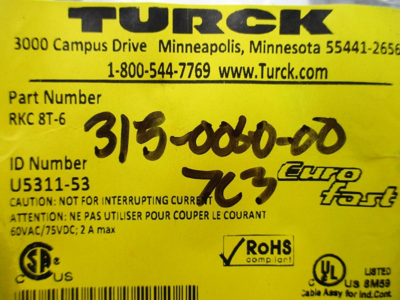 TURCK RKC8T-6 U5311-53 60VAC 2A NSMP