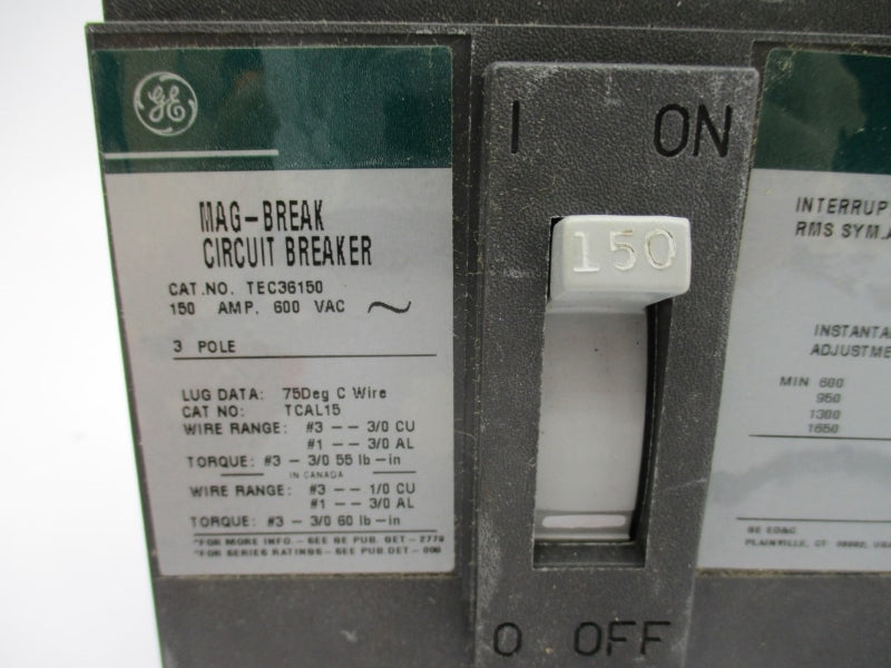 GENERAL ELECTRIC TEC36150 600VAC 150A (GREEN) NSMP