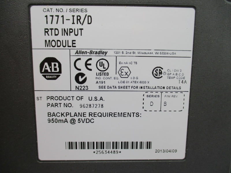 ALLEN BRADLEY 1771-IR SER. D F/W B 5VDC NSMP