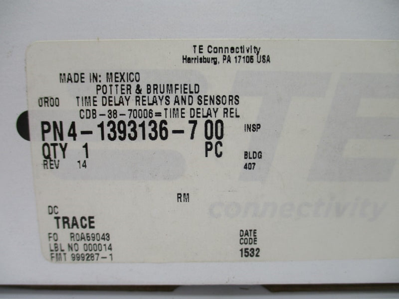 TE CONNECTIVITY CDB-38-70006 120VAC 10A 0.3-30S NSMP