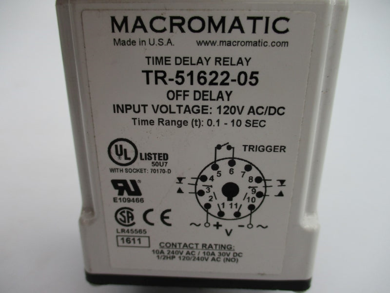 MACROMATIC TR-51622-05 120VAC/DC 10A 0.1-10S NSNP