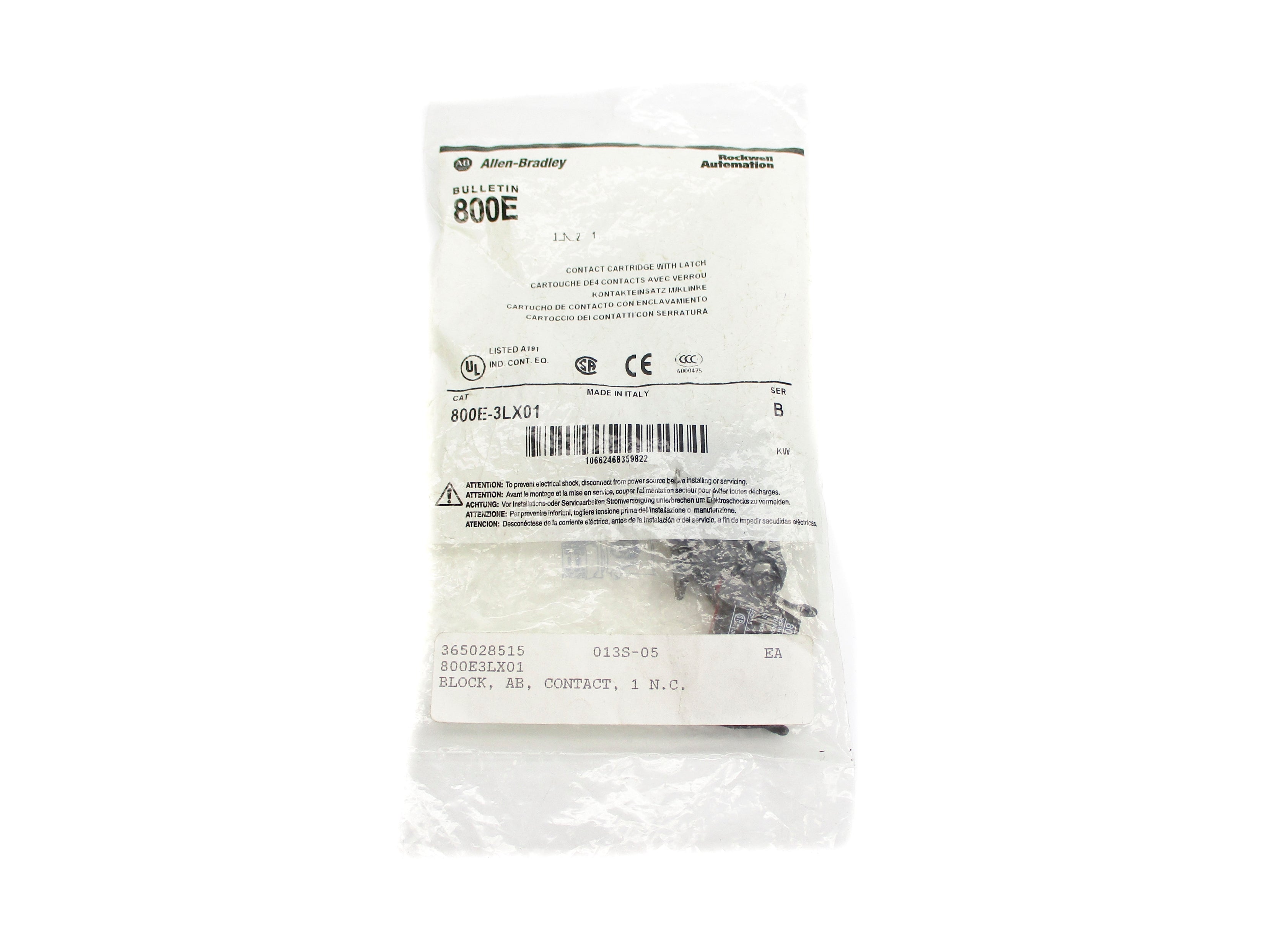 ALLEN BRADLEY 800E-3LX01 SER. B NSMP