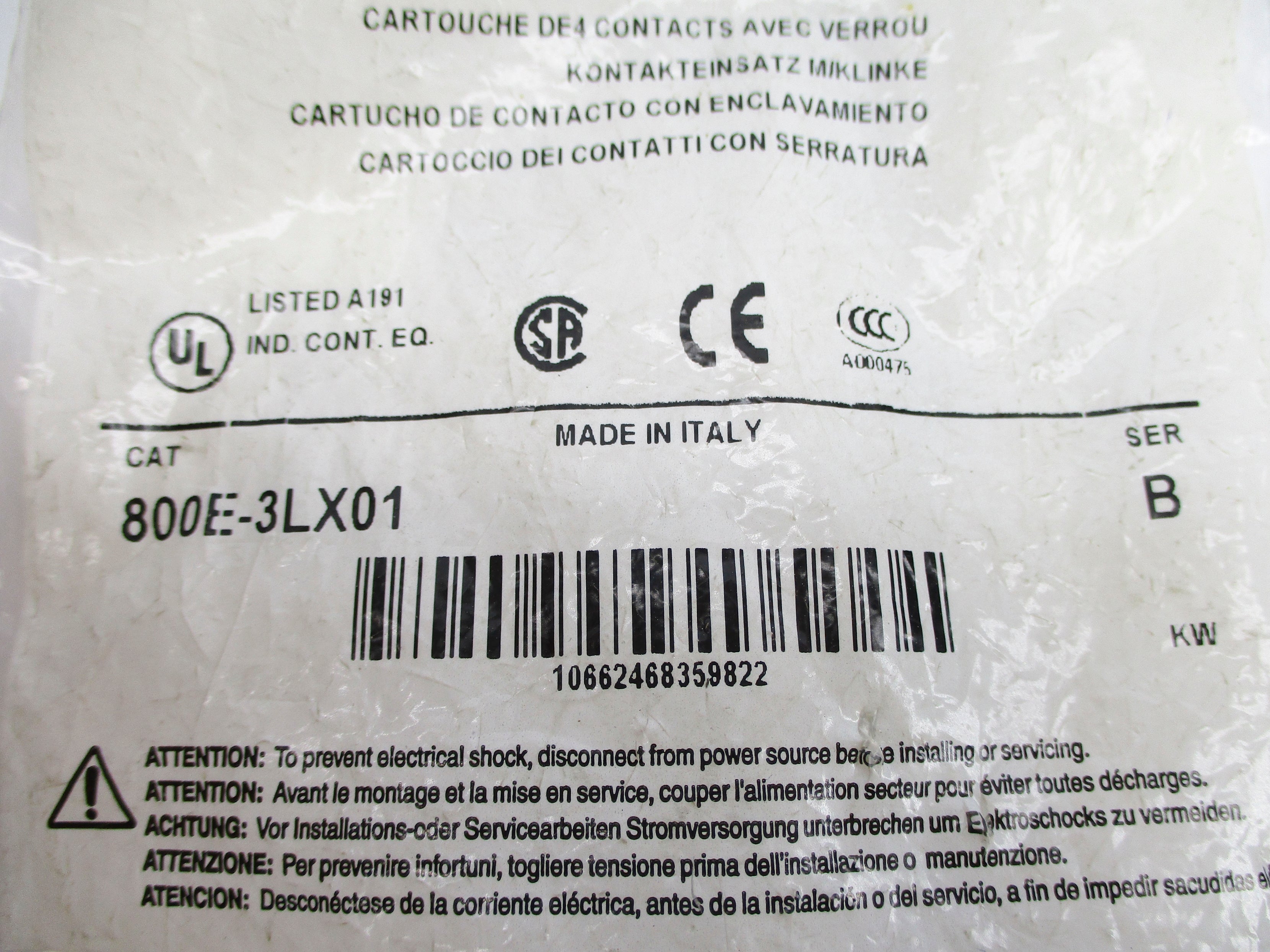 ALLEN BRADLEY 800E-3LX01 SER. B NSMP