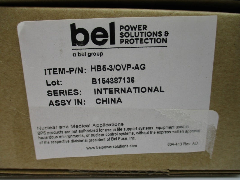 BEL HB5-3/OVP-AG 230/240VAC 0.25A NSMP