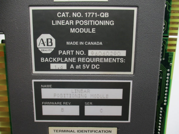 ALLEN BRADLEY 1771-QB SER. C F/W B 5VDC 1.6A REMAN