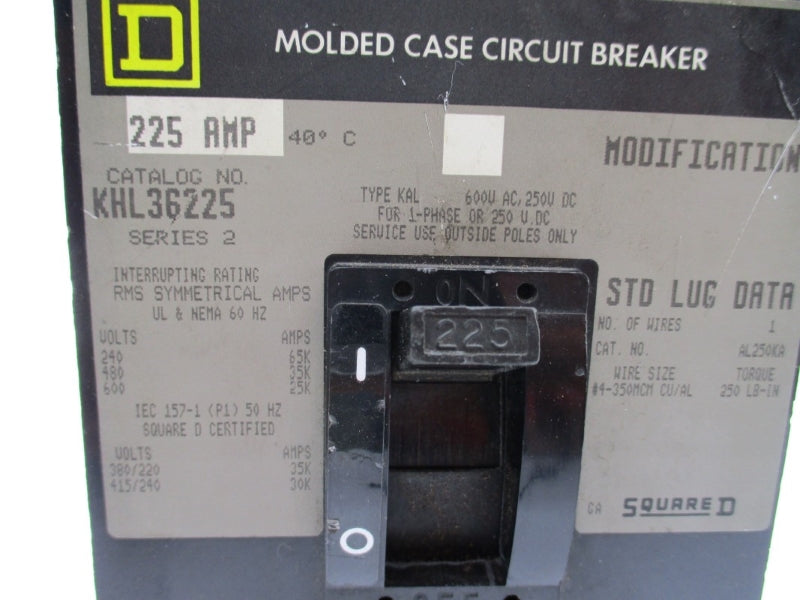 SQUARE D KHL36225 SER. 2 600V 225A NUPI