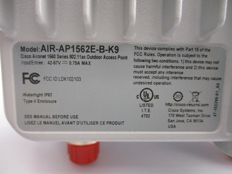 CISCO AIR-AP1562E-B-K9 42-57V 0.75A NSNP
