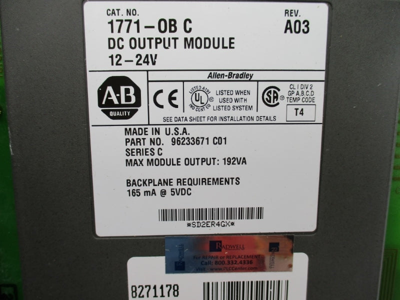 ALLEN BRADLEY 1771-OB SER. C 12-24VDC REMAN