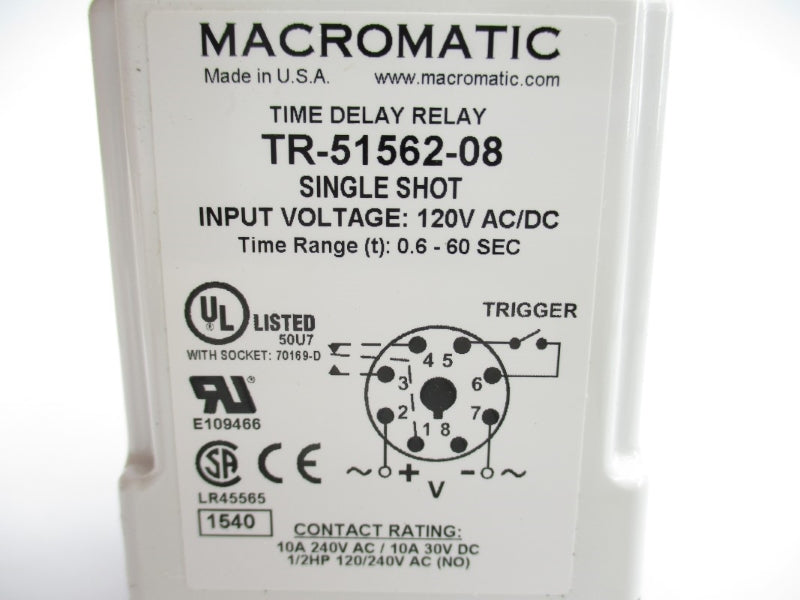 MACROMATIC TR-51562-08 120VAC/DC 10A 0.6-60S NSMP