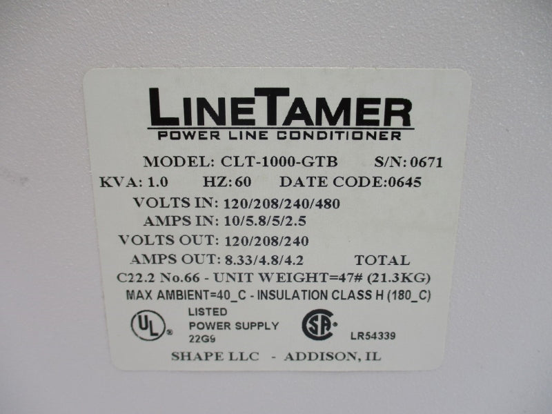LINETAMER CLT-1000-GTB 480V 10A NSMP