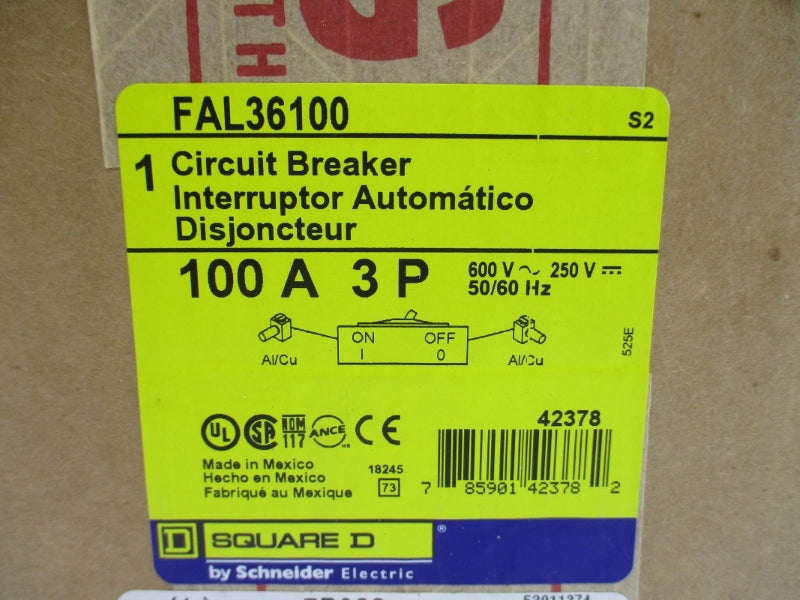 SQUARE D FAL36100 SER. 2 600V 100A NSFS