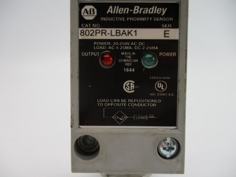 ALLEN BRADLEY 802PR-LBAK1 SER. E 20-250VAC/DC UNMP