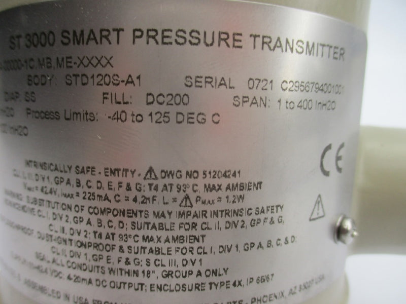 HONEYWELL STD120-A1A-00000-1C,MB,ME-XXXX 4500PSI -40-125'C NSNP