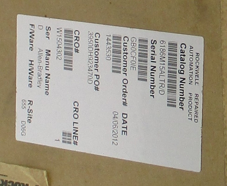 ALLEN BRADLEY 6186-M15ALTR SER. D 12/24VDC 2/1A REMAN