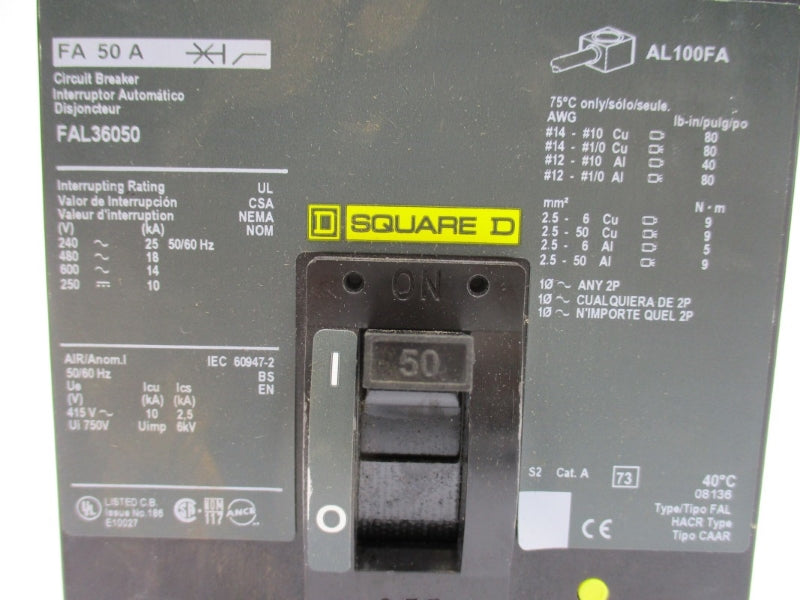 SQUARE D FAL36050 SER. 2 600V 50A NSMP