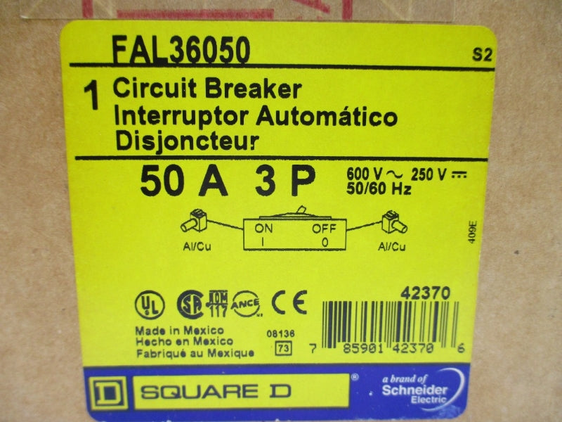 SQUARE D FAL36050 SER. 2 600V 50A NSMP