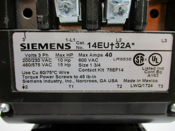 SIEMENS 14EUE32AA 240V 40A NUPI