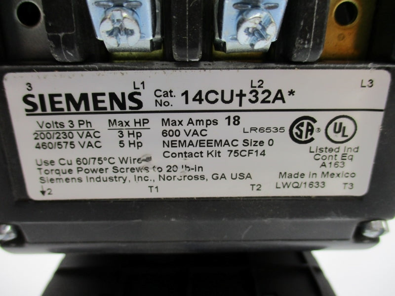 SIEMENS 14CUD32AF 110/120V 18A NUPI