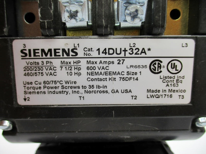 SIEMENS 14DUE32AF 120V 27A NUPI
