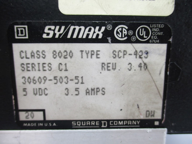 SQUARE D 8020SCP423 30609-503-51 SER. C1 5VDC 3.5A (NO KEY) UNMP