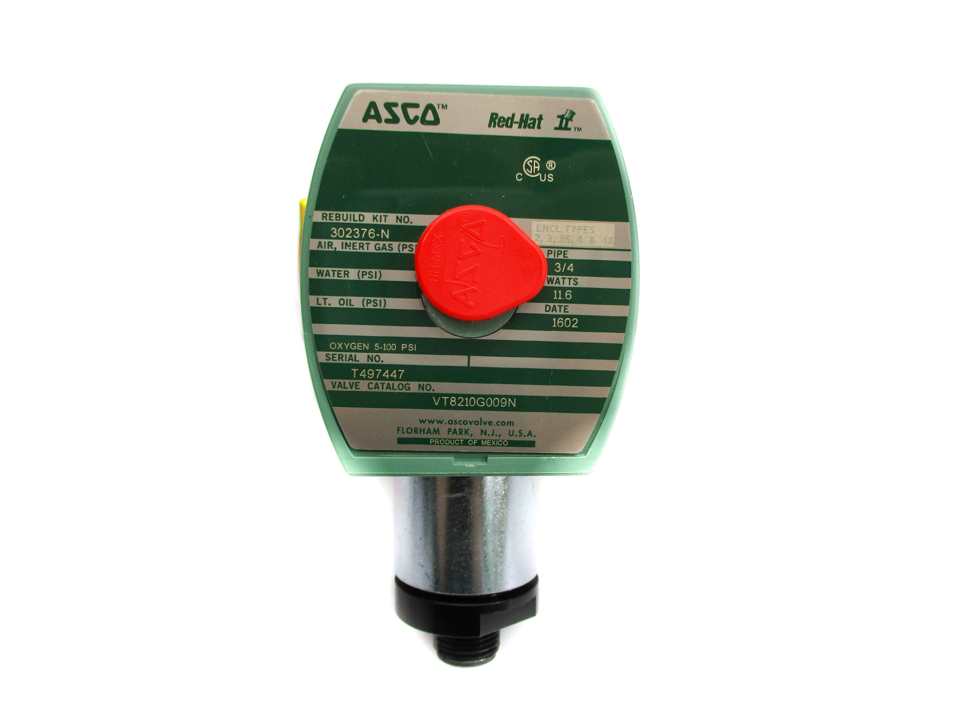 ASCO VT8210G009N 5-100PSI 24/DC NSMP