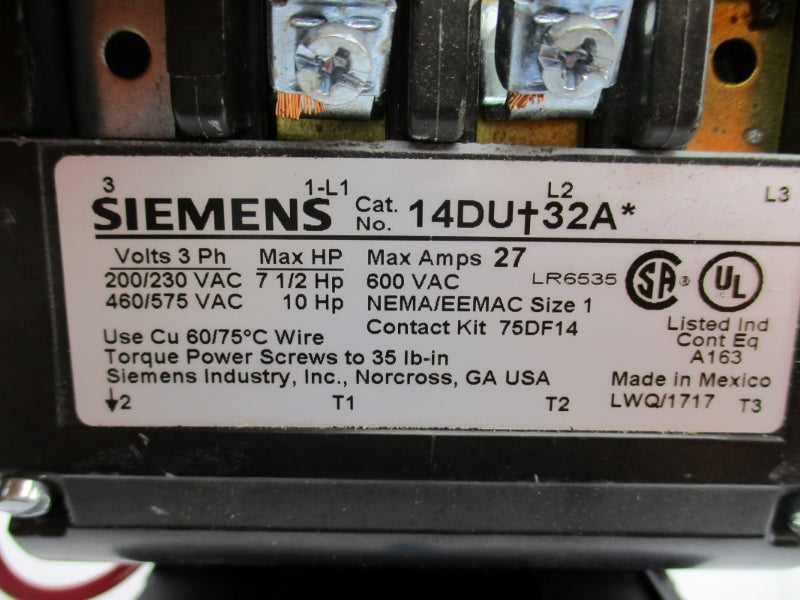 SIEMENS 14DUD32AC 480V 27A NUPI