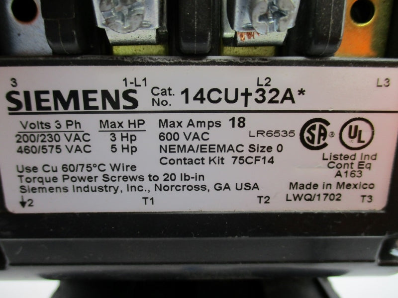 SIEMENS 14CUE32AA 240V 18A NUPI