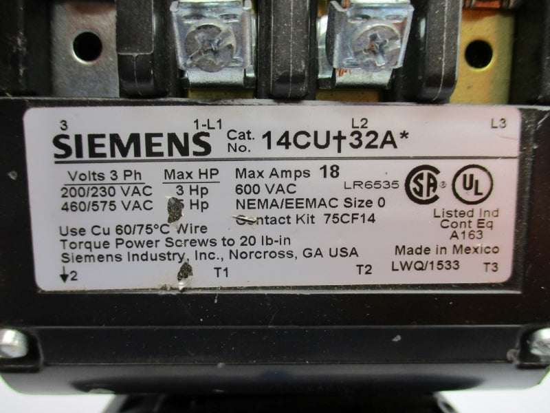 SIEMENS 14CUA32AG 240V 18A NUPI