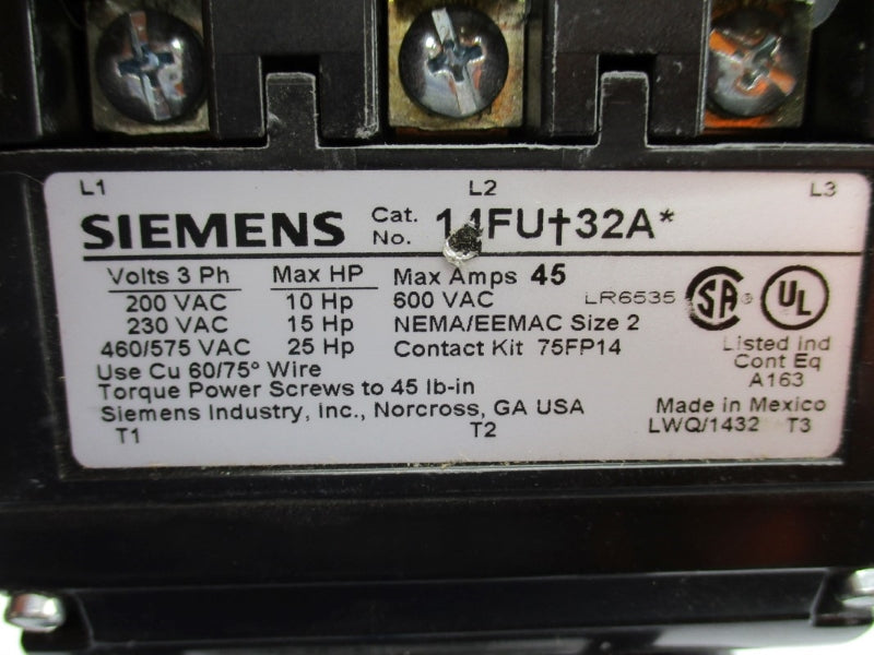 SIEMENS 14FUF32AF 110/120V 45A NUPI