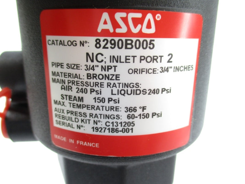 ASCO 8290B005 240PSI 366'F 3/4" NSMP
