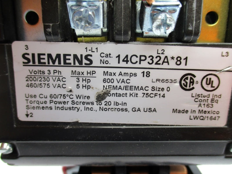 SIEMENS 14CP32AH81 480V 18A NUPI