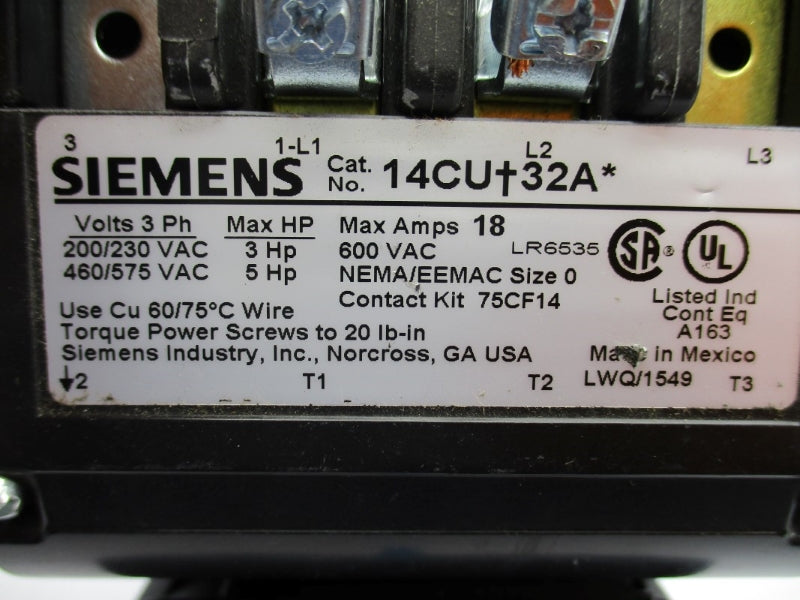 SIEMENS 14CUB32AD 200-208V 18A NUPI