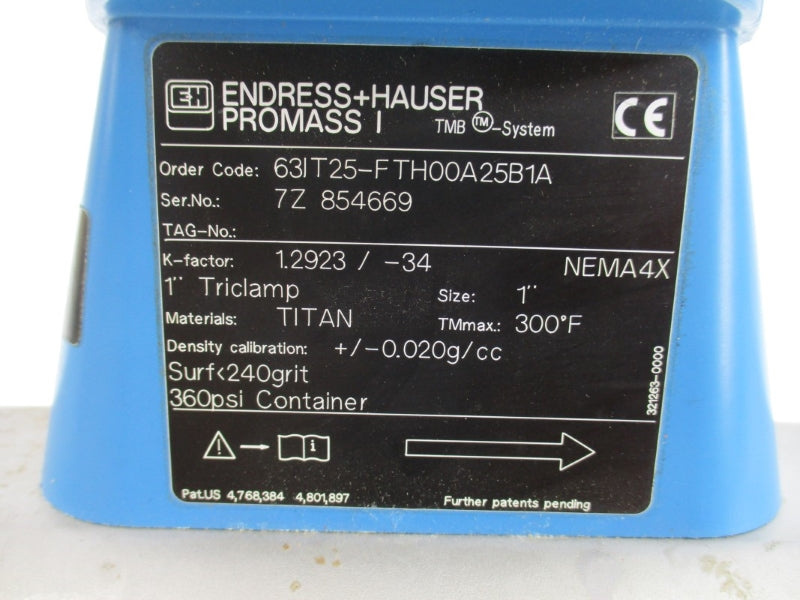 ENDRESS+HAUSER 63IT25-FTH00A25B1A 85-260VAC 360PSI 300'F 1" NSNP