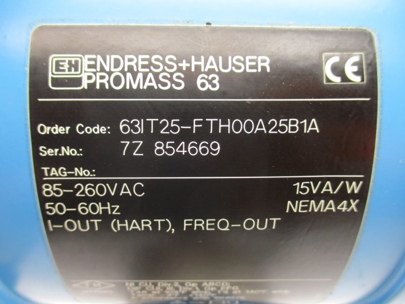 ENDRESS+HAUSER 63IT25-FTH00A25B1A 85-260VAC 360PSI 300'F 1" NSNP