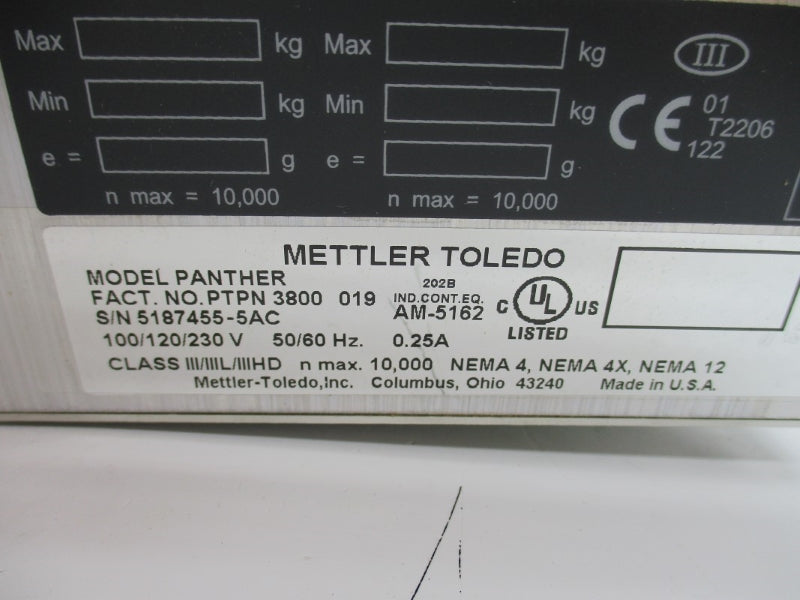METTLER TOLEDO PANTHER PTPN3800019 230V 0.25A NSMP