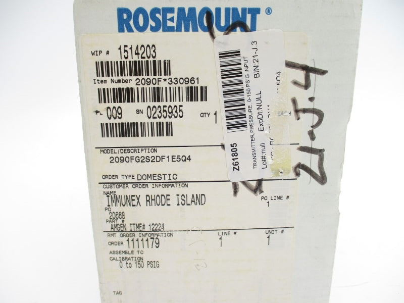 ROSEMOUNT 2090FG2S2DF1E5Q4 10.5-36VDC 150PSI NSMP