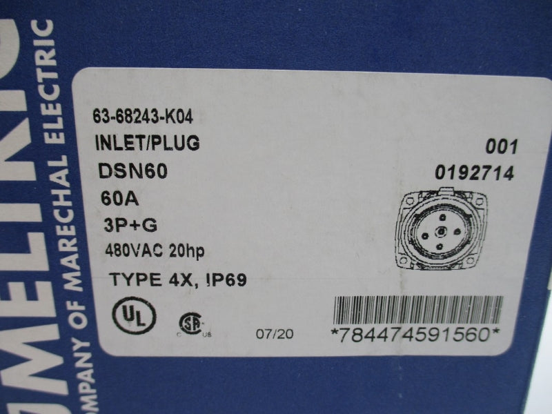 MELTRIC 63-68243-K04 DSN60 480VAC 60A NSMP