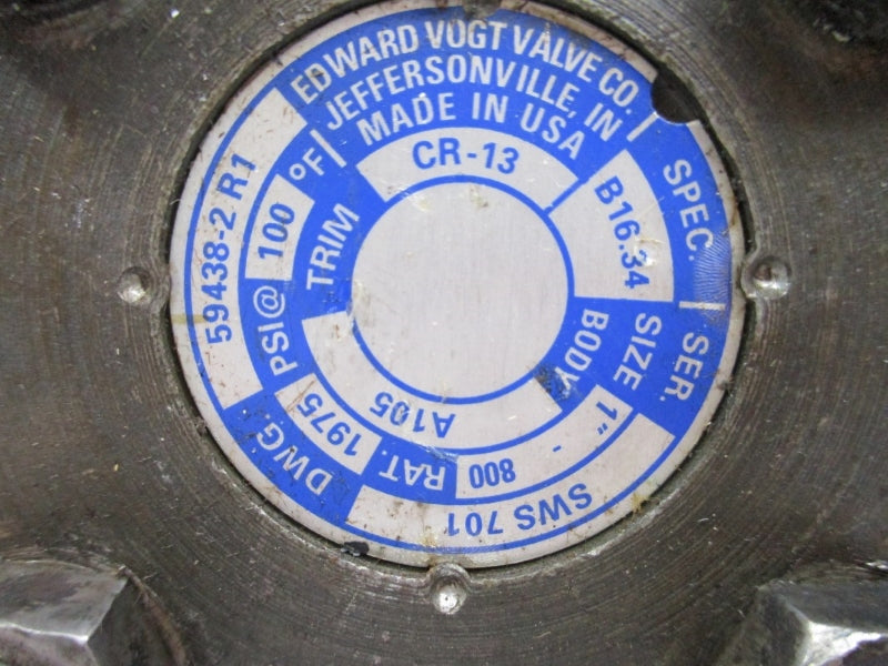 EDWARD VOGT VALVE CR13 59438-2R1 1975PSI 100'F 1" NSNP