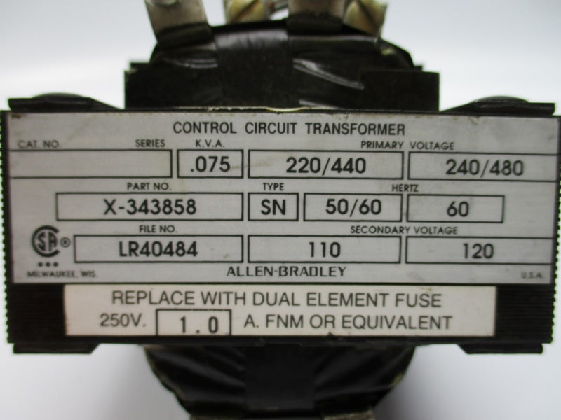ALLEN BRADLEY X-343858 480V 1.0A UNMP