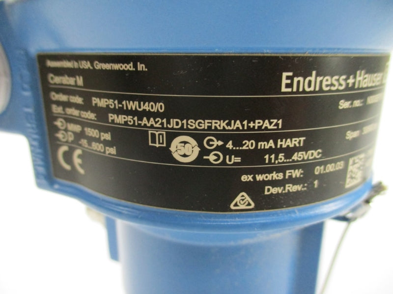 ENDRESS+HAUSER PMP51-WU40/0 71086209 11.5-45VDC -15-600PSI NSMP