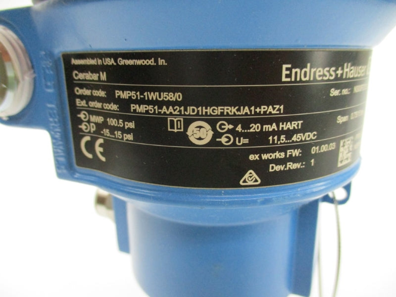 ENDRESS+HAUSER PMP51-1WU58/0 71086209 11.5-45VDC -15-15PSI NSMP