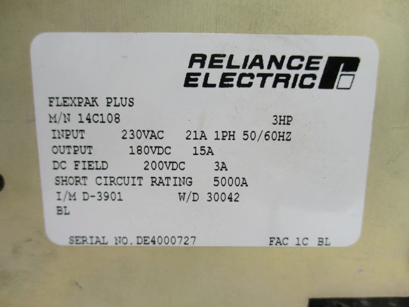 RELIANCE ELECTRIC 14C108 230VAC 21A UNMP