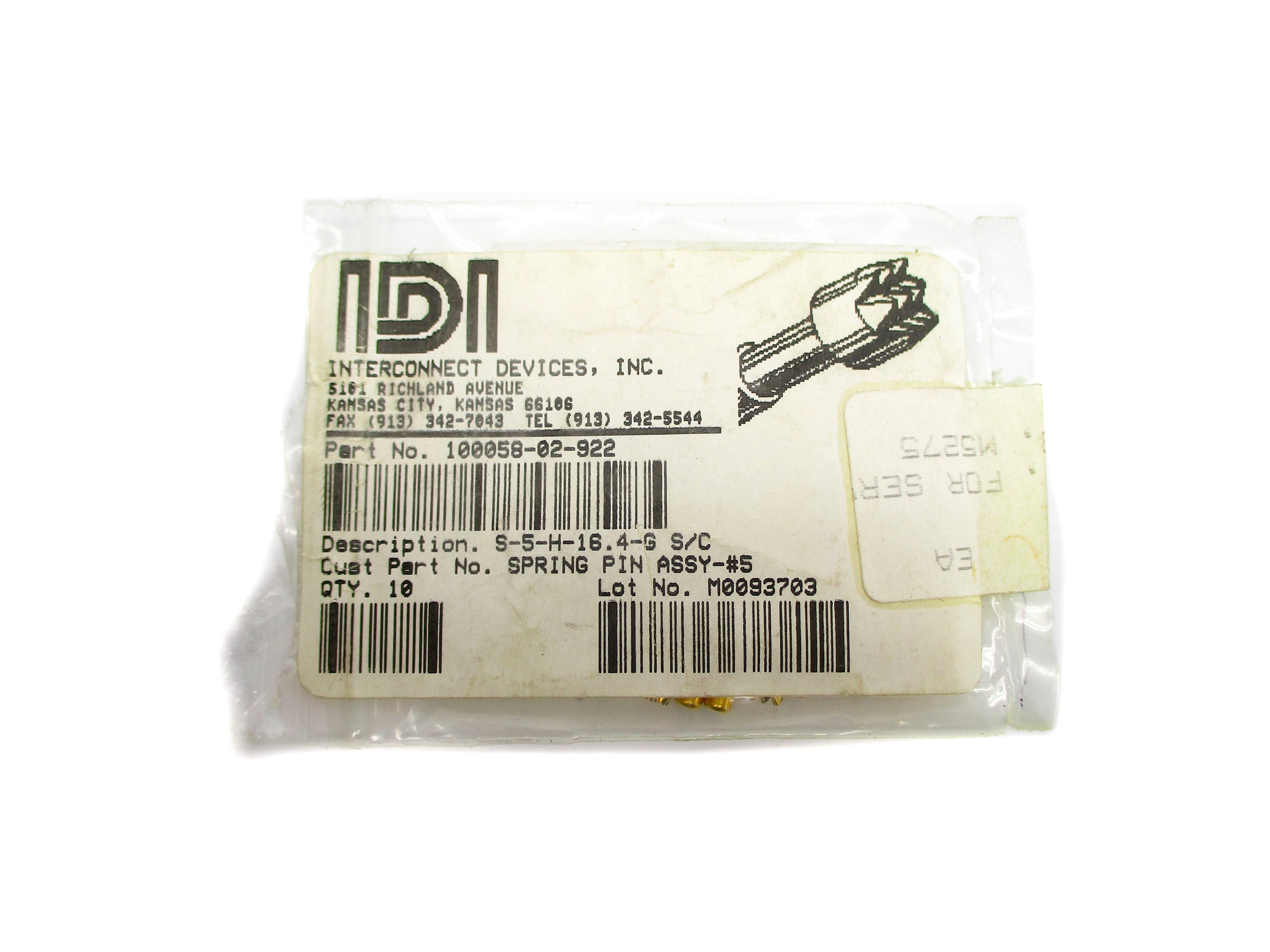 INTERCONNECT DEVICES S-5G-16.4-GS/C 100058-02-922 (PKG OF 10) NSMP