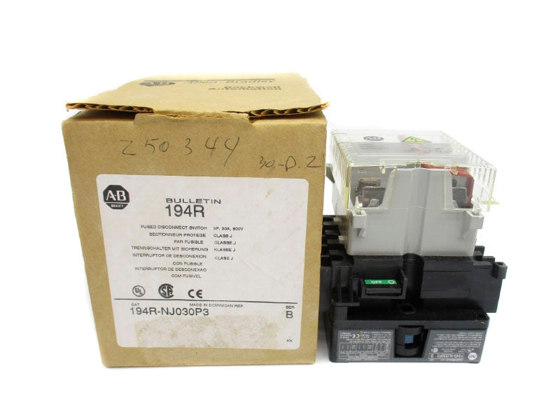 ALLEN BRADLEY 194R-NJ030P3 SER. B 600V 30A (BR/WH) NSMP