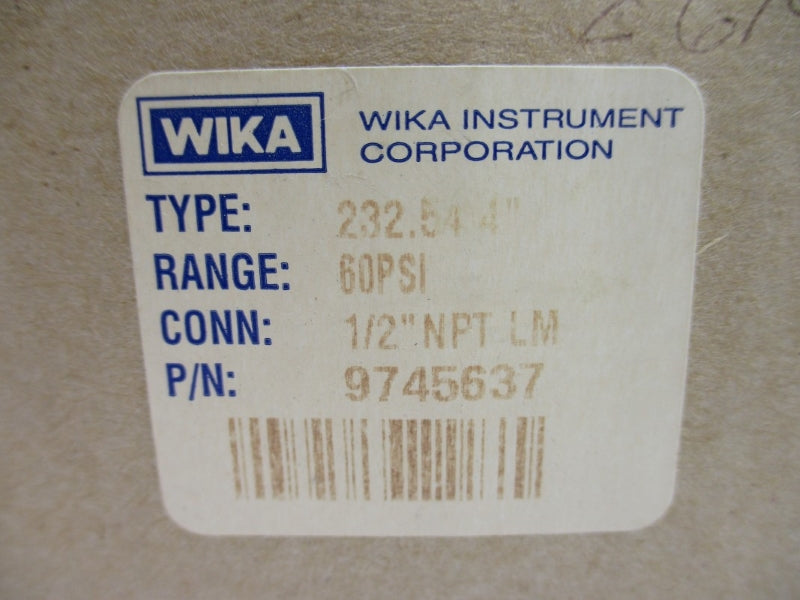 WIKA 232.54 9745637 60PSI 4" NSMP