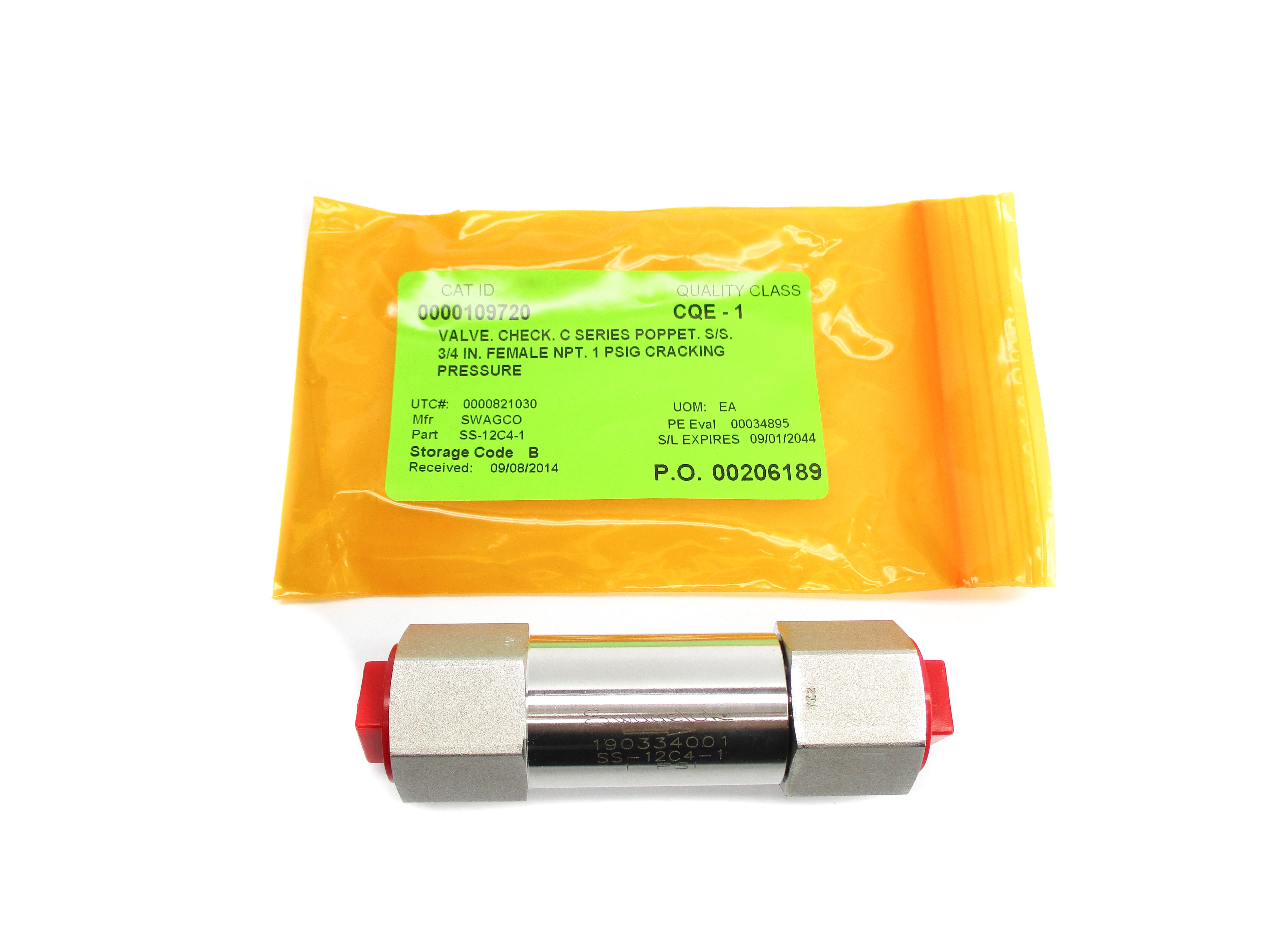 SWAGELOK SS-12C4-1 1PSI NSNP